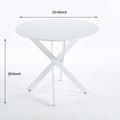 Dining Table With Cross Metal Leg And Mdf Top,Modern Space Saving Kitchen Table For Living Room,White Legs,Round Table,90X90X75Cm White Mdf Metal