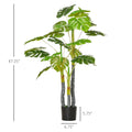 Homcom 4Ft Artificial Monstera Tree, Faux Decorative Plant In Nursery Pot For Indoor Or Outdoor D Cor Green Plastic