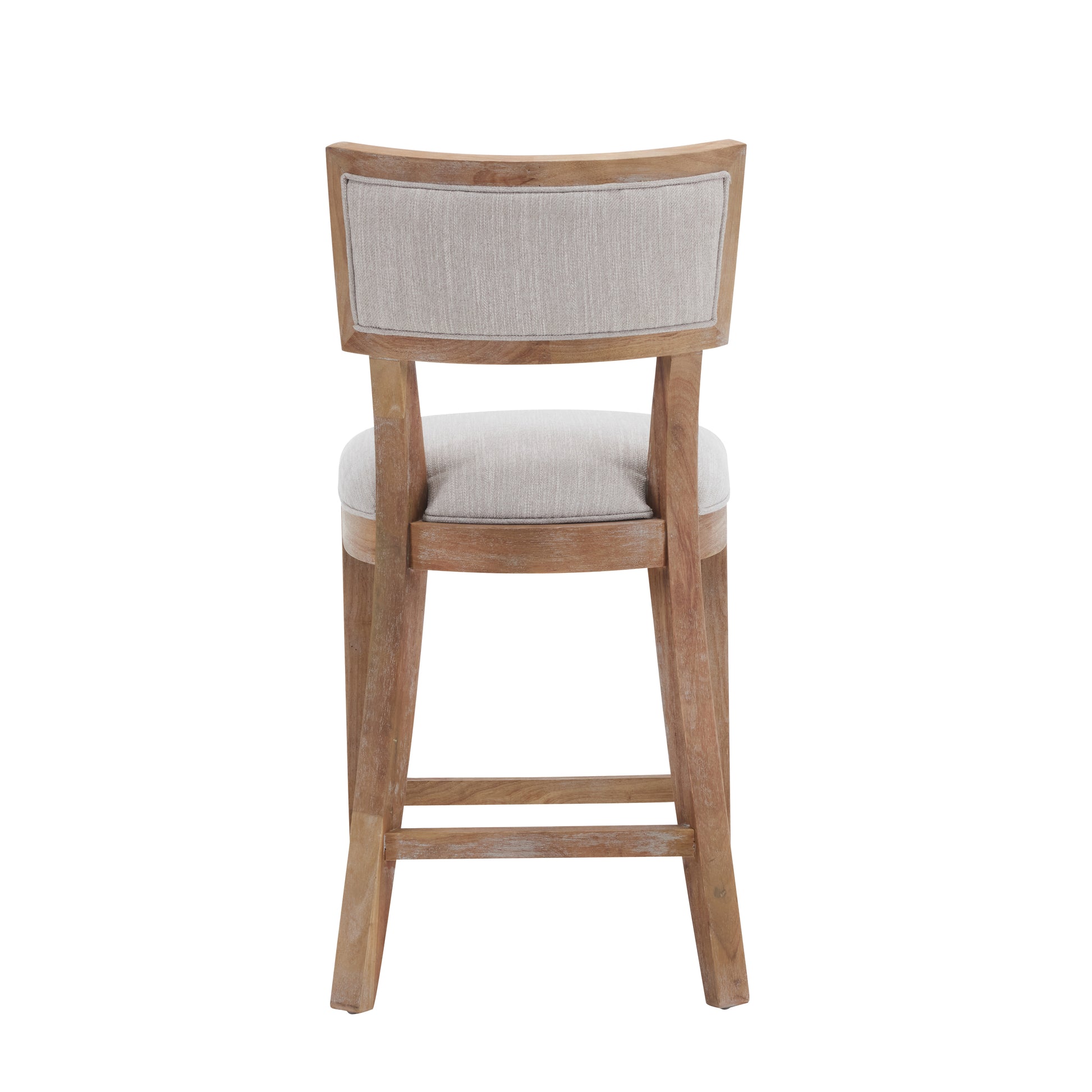 26.5" Counter Stools Set Of 2, Upholstered Counter Height Bar Stools With Comfy Back, Solid Rubber Wood Frame, Backrest, Footrest, Armless Barstools For Home Bar, Kitchen Counter, Beige & Natural Beige Natural Set Of 2 Fabric