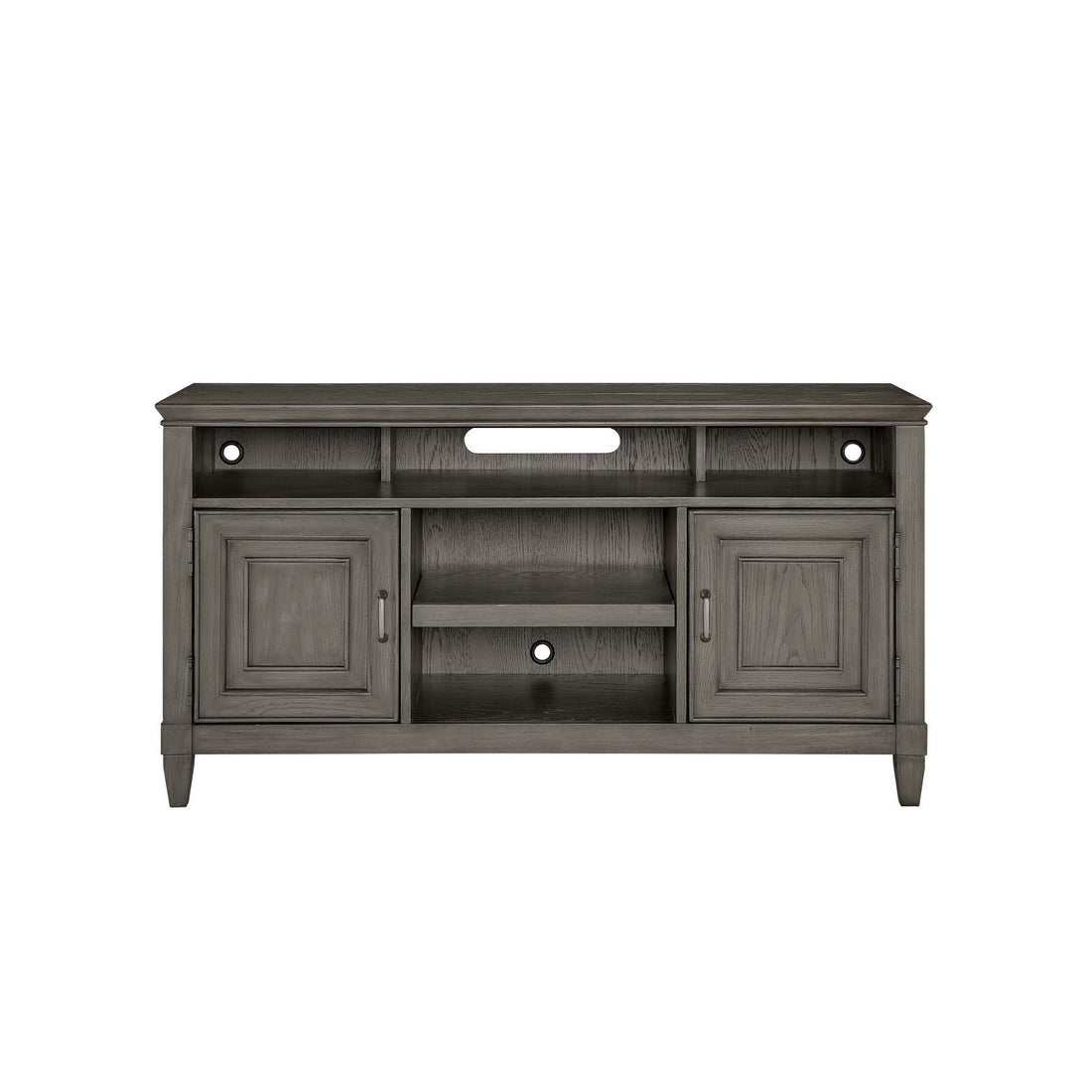 Eva 54 Inch Tv Media Entertainment Center Console, Medium, 2 Door Stone Gray Gray 50 59 Inches Wood