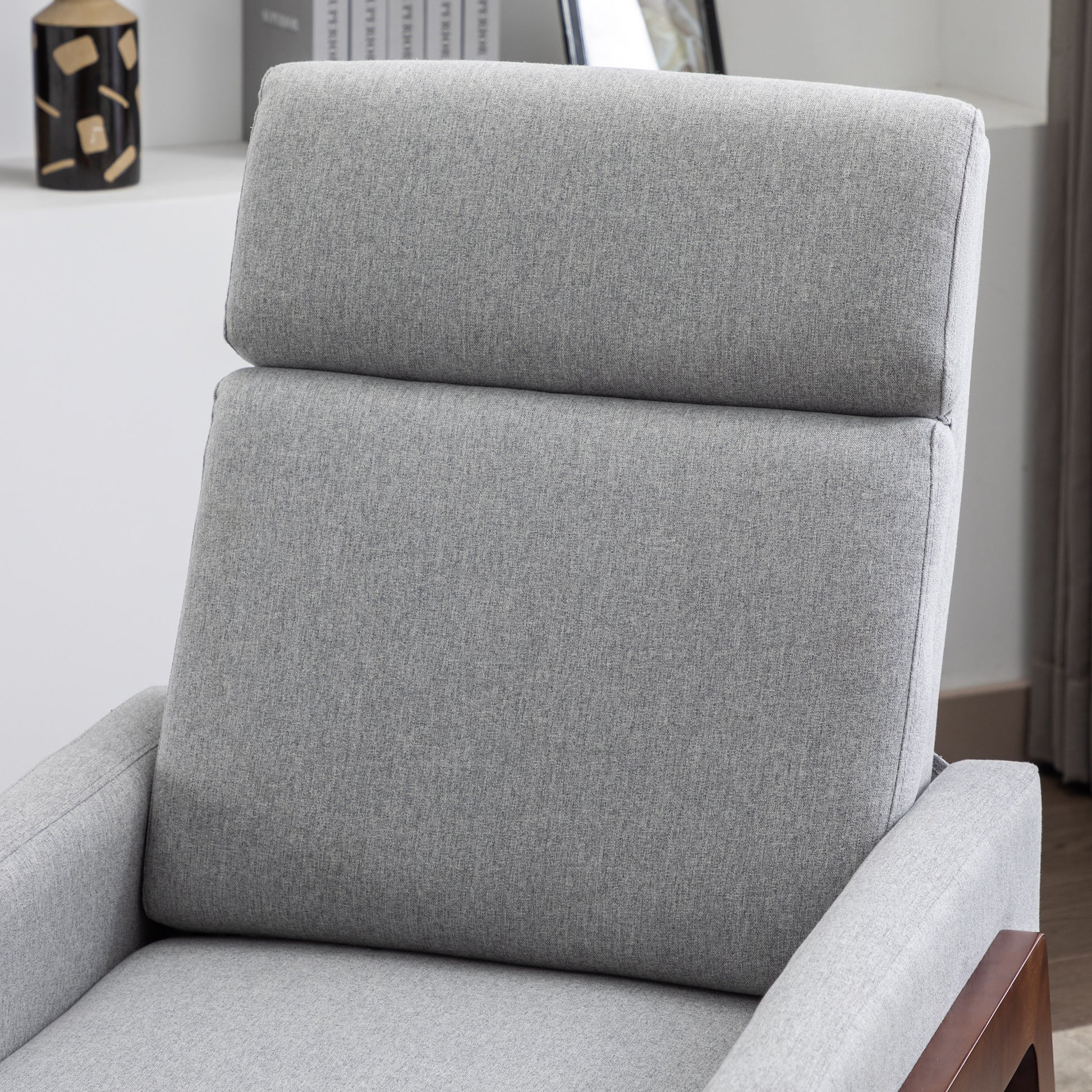 Wood Framed Upholstered Recliner Chair Adjustable Home Theater Seating With Thick Seat Cushion And Backrest Modern Living Room Recliners, Gray Old Sku:Pp289527Aae Gray Linen