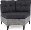 Pema Outdoor 8 Seater Sofa Black Gray Seats 8 Pe Rattan Iron Waterproof Fabric