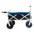 Folding Wagon Garden Shopping Beach Cart White White Black Blue Iron,Oxford Fabric