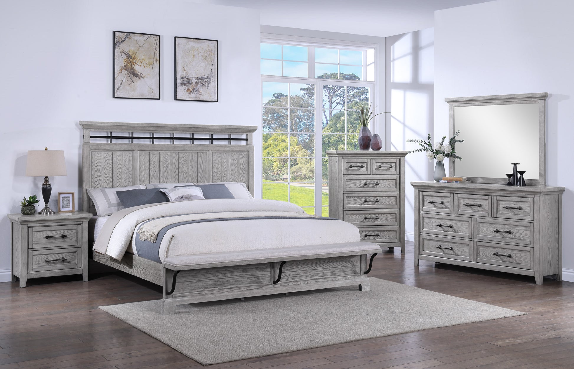 Contemporary Light Gray Finish 1Pc Dresser Wooden Bedroom Furniture Metal Pull Furniture Light Gray Bedroom Contemporary,Transitional Wood