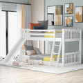 Twin Over Twin Bunk Bed With Convertible Slide And Ladder, White Old Sku: Sm000213 Box Spring Not Required Twin White Wood Bedroom Bunk Pine