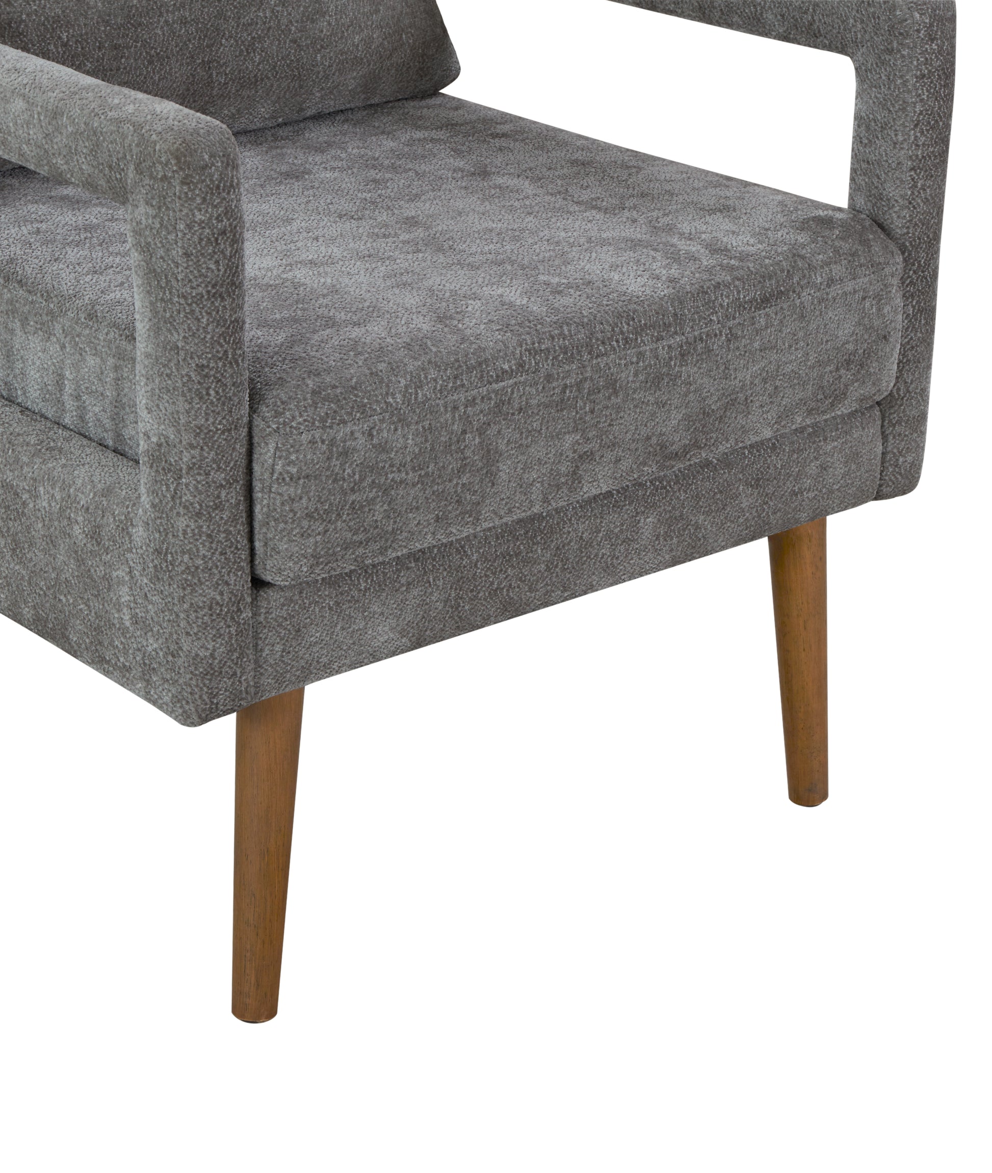 Mid Century Armchairaccent Chair With Chenille Armrest & Soft Cushion For Living Room, Bedroom, Home Office, Study, Grey Gray Light Brown Primary Living Space American Design,Modern Birch Foam Wood Fabric