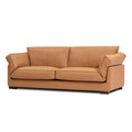 89.76 Inch Top Genuine Leather Sofa, 3 Seater Leather Couch, Mid Century Modern Couch For Living Room Bedroom Apartment Office, Tan Tan Genuine Leather 3 Seat