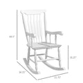 Outsunny Outdoor Wood Rocking Chair, 350 Lbs. Porch Rocker With High Back For Garden, Patio, Balcony, White White Wood