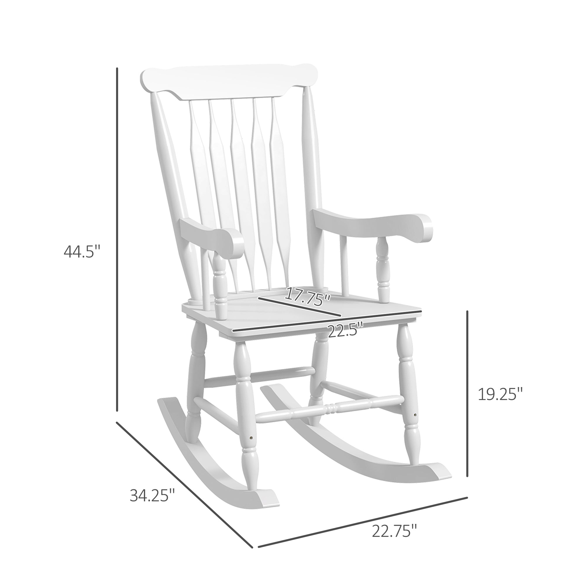 Outsunny Outdoor Wood Rocking Chair, 350 Lbs. Porch Rocker With High Back For Garden, Patio, Balcony, White White Wood