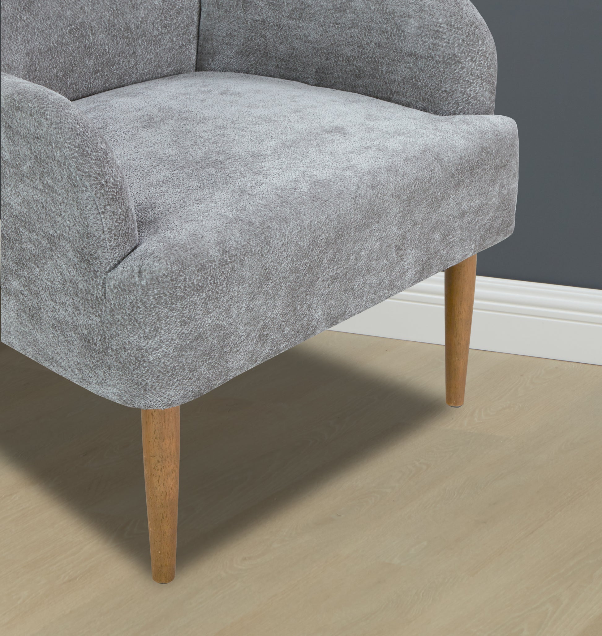 Chenille Armchair, Modern Style Accent Chair With Wood Legs, Comfy Design For Living Room, Bedroom, Office, Gray Gray Foam Wood Fabric