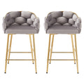 28'' Modern Counter Stools Set Of 2,Gray Counter Stools With Iron Frame,Soft Back And Cushion,Footrest,Suitable For Kitchen Bedroom Dining Room. Iron Grey Kitchen Sponge Modern Set Of 2 Fiber Foam