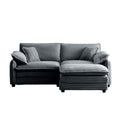 Two Seater Sofa With One Footrest, L Shaped 2 Seater Sofa With Ottoman For Small Living Spaces,Grey Corduroy Grey Corduroy 2 Seat