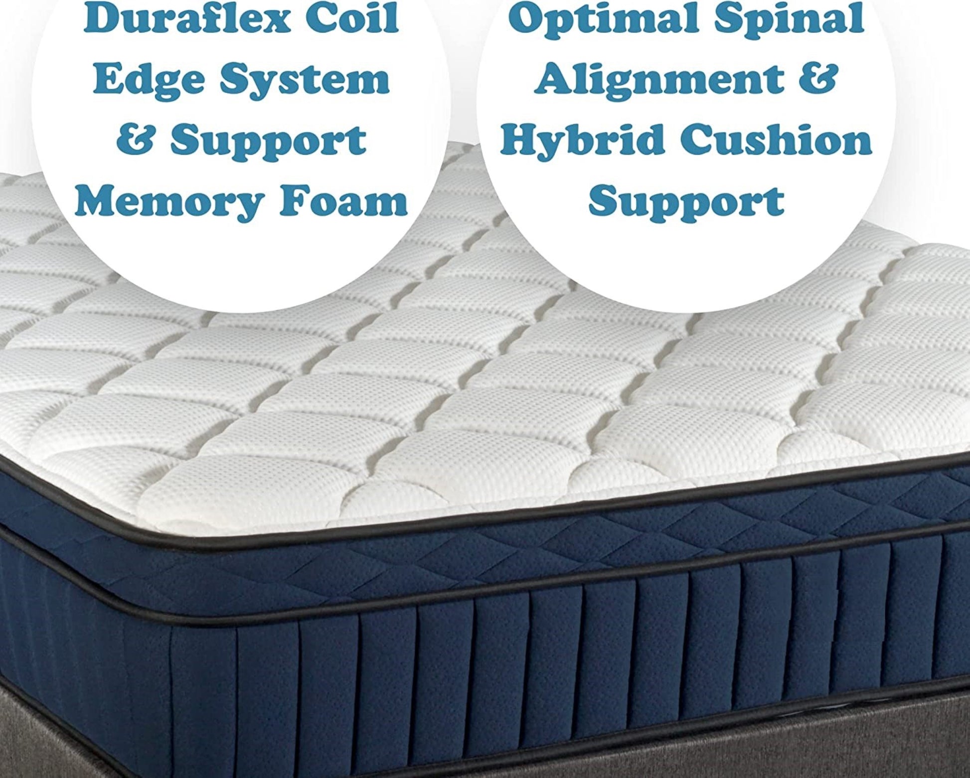 Full Size Tranquility 12" Medium Pillow Top Memory Foam Edge Support Pocket Spring Premium Hybrid Mattress White Black Blue Bedroom Polyester Foam Spring Full