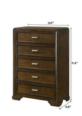 Contemporary Style 1Pc 5 Drawer Chest Dark Brown Finish Wooden Home Bedroom Furniture Brown Bedroom Contemporary Wood