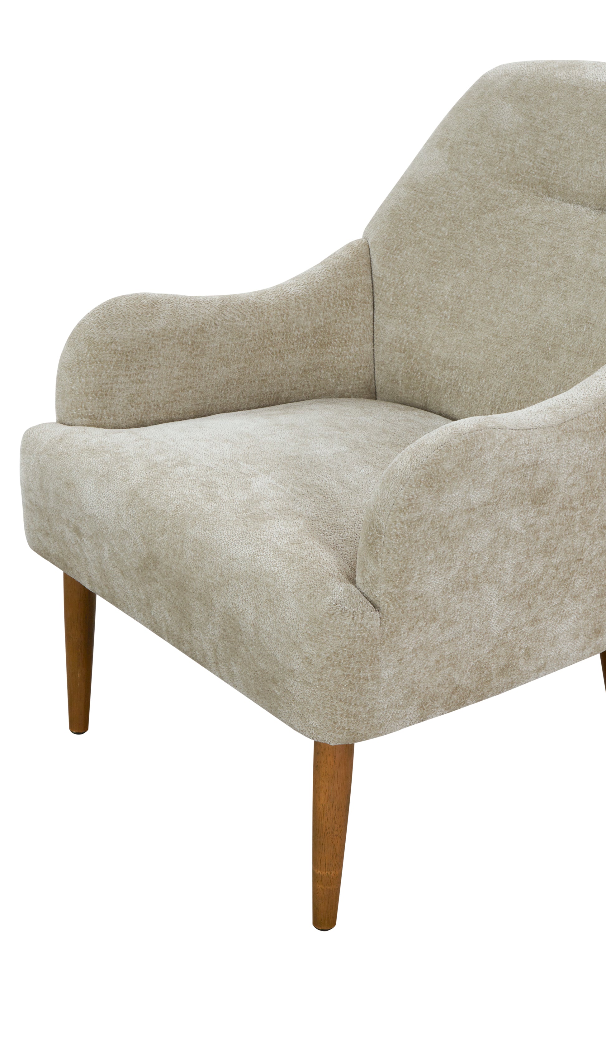 Chenille Armchair, Modern Style Accent Chair With Wood Legs, Comfy Design For Living Room, Bedroom, Office, Light Grey Gray Foam Wood Fabric