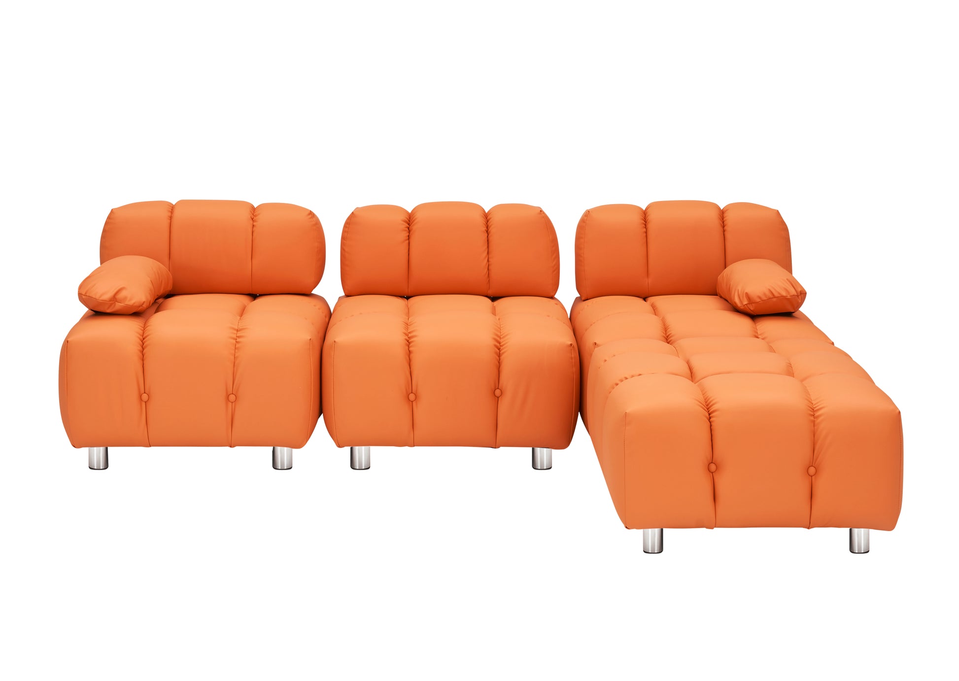 123 Orange Polyester Blend 3 Seat