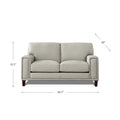 Jensen Leather Loveseat Fog Gray Down Filling Genuine Leather