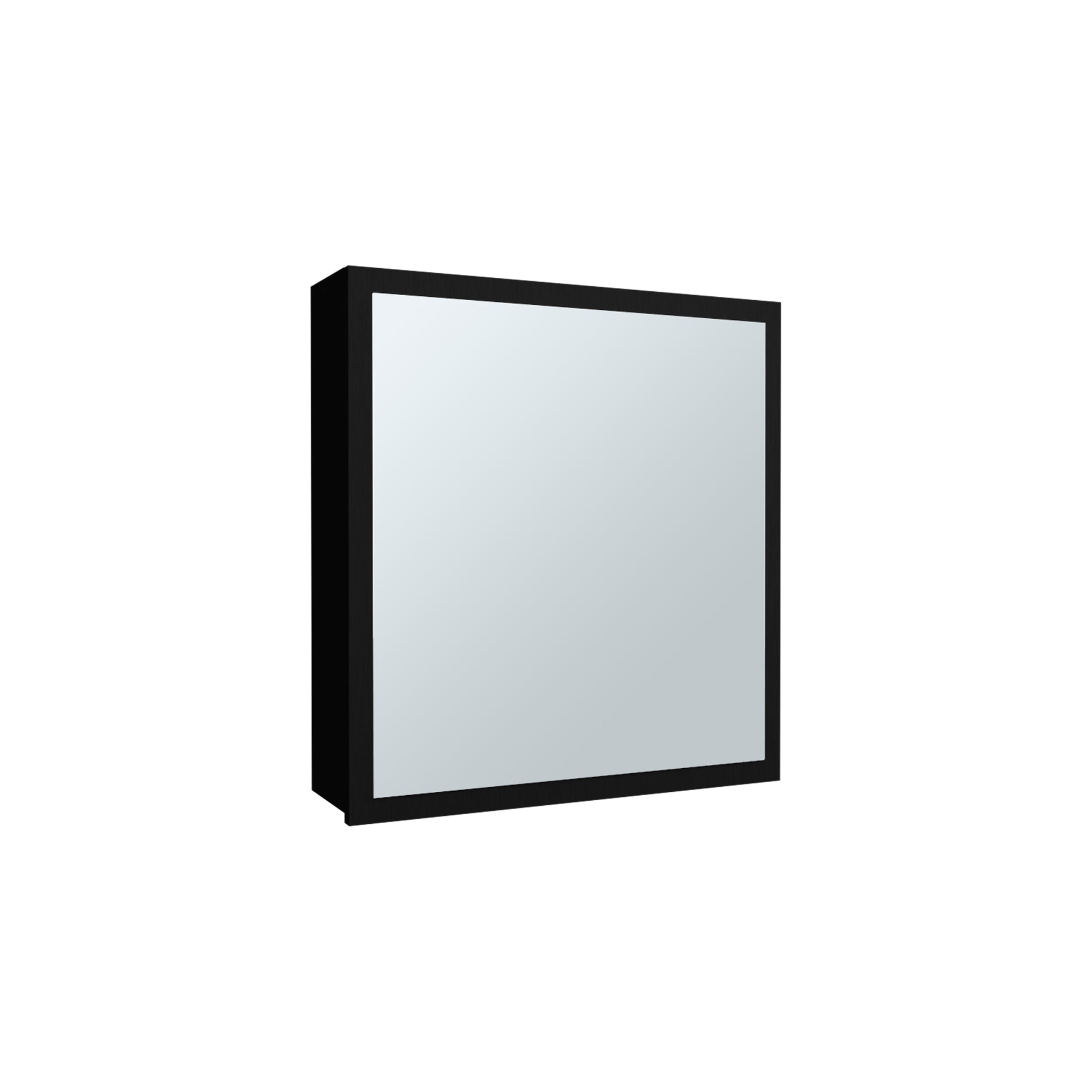 Duma 21.1" H X 19.7" W Mirror Medicine Cabinet, One Door With Four Interior Shelves For Bathroom, Kitchen Black Black Particle Board