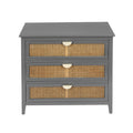 3 Drawer Cabinet,Natural Rattan,American Furniture,Suitable For Bedroom, Living Room, Study Gray Mdf