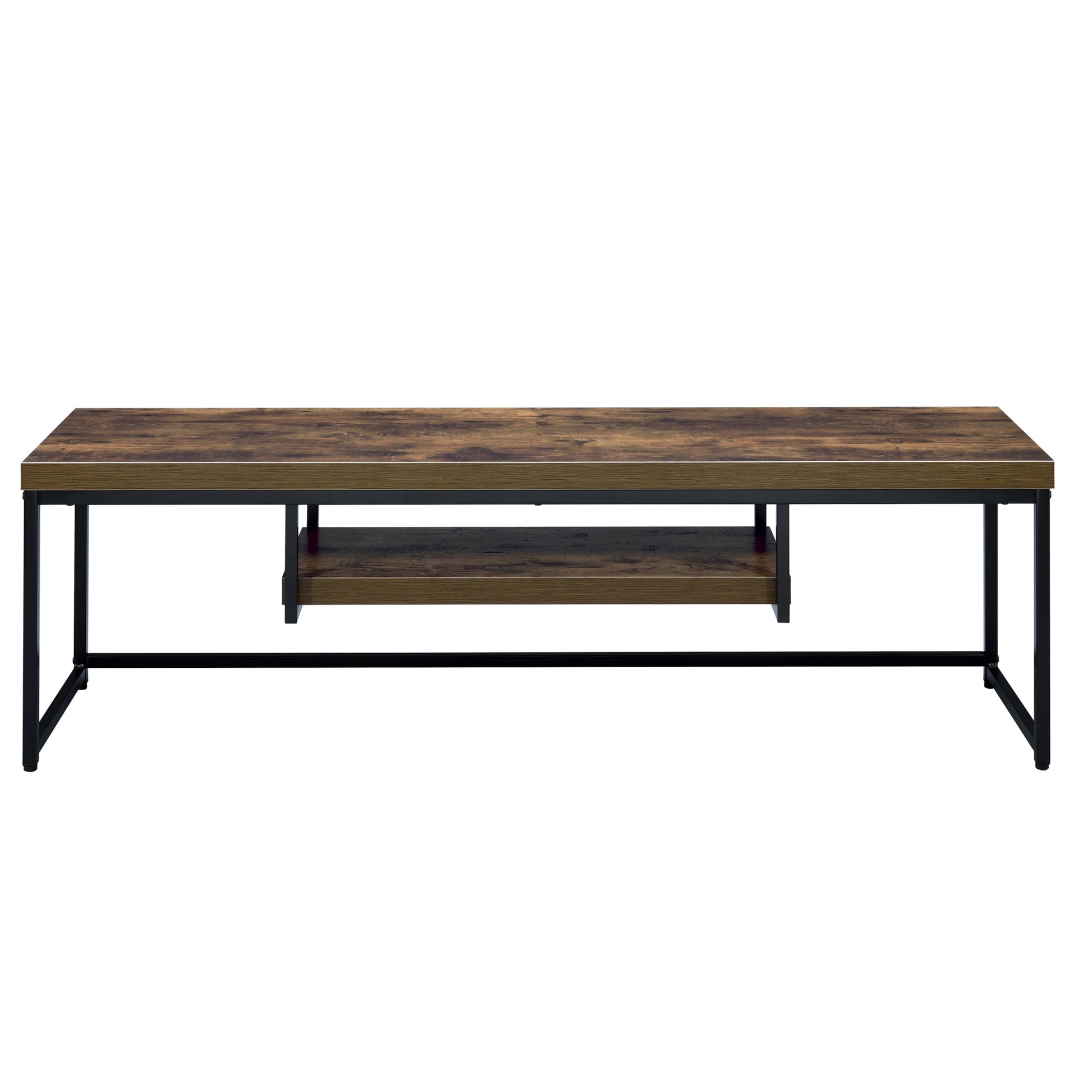 Weathered Oak And Black 1 Shelf Tv Stand Black Brown Primary Living Space 60 69 Inches Industrial Wood Metal