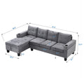 Sectional Sofa Set For Living Room With L Shape Chaise Lounge ,Cup Holder And Left Hand With Storage Chaise Modern 4 Seat Grey Grey Fabric 4 Seat