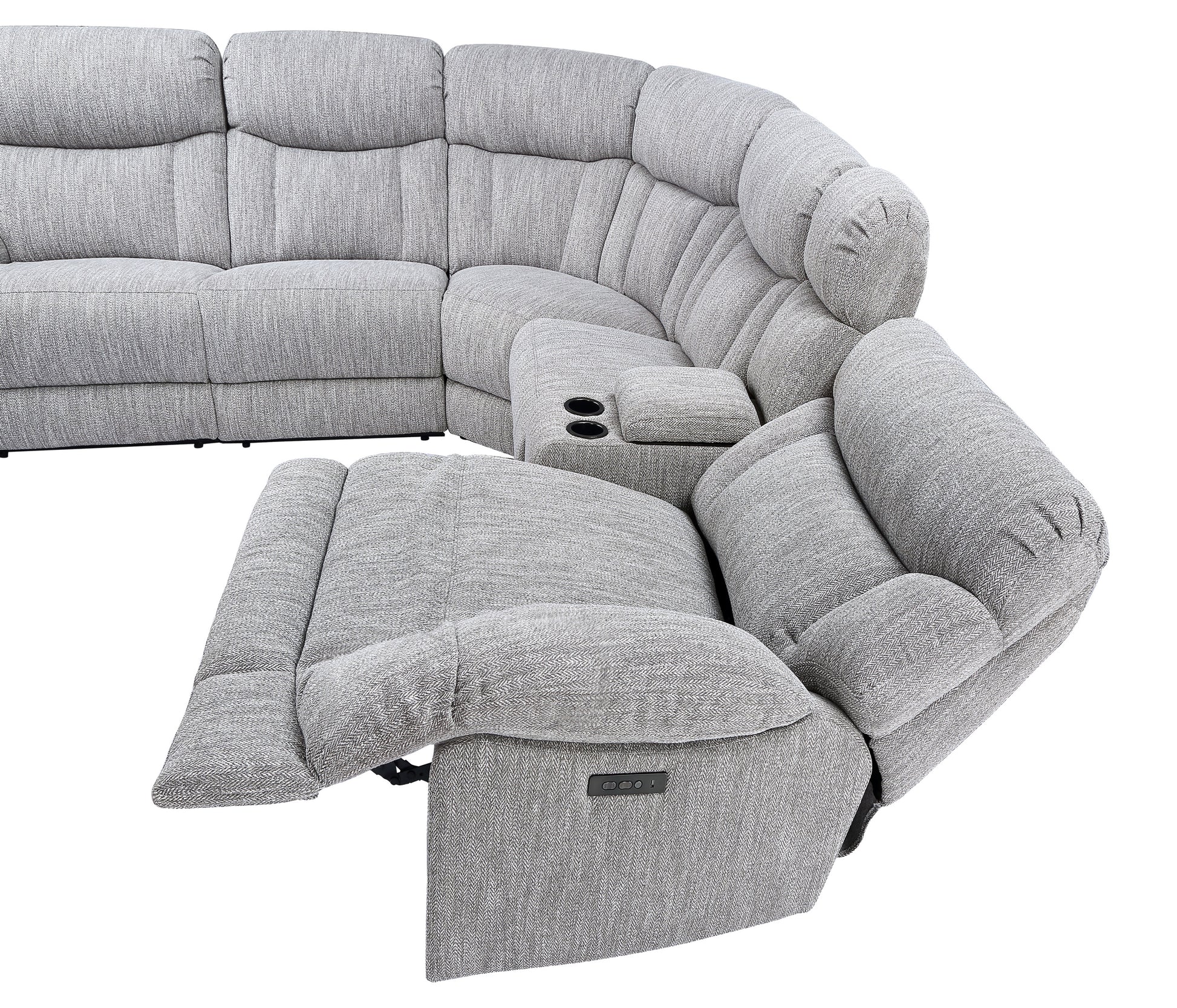 Park City 5 Piece Sectional Pearl Silver Silver White Fabric 6 Seat