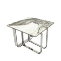 Rectangular End Table With Sintered Stone Top, Silver Metal Frame, For Living Room Silver Modern Open Storage Square Sintered Stone,Stainless Steel