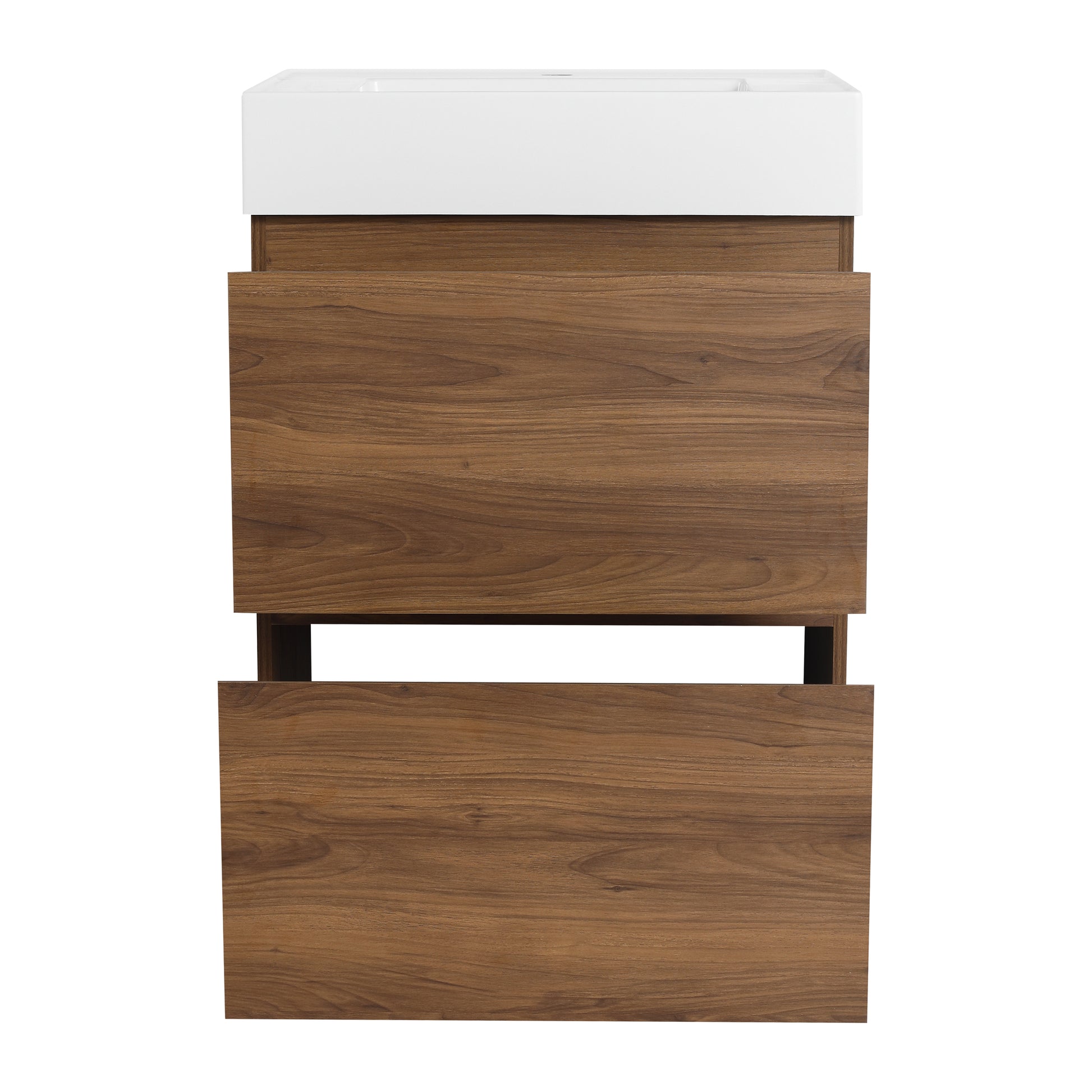 24" Bathroom Vanities With Single Sink Combo, Modern Undermount Bathroom Sink Cabinet With Double Drawer, Freestanding Bathroom Sink Cabinet,Engineering Wood,Brown Brown American Design Engineered Wood