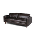 Mid Century Tufted Leather Sofa Espresso Leather 3 Seat