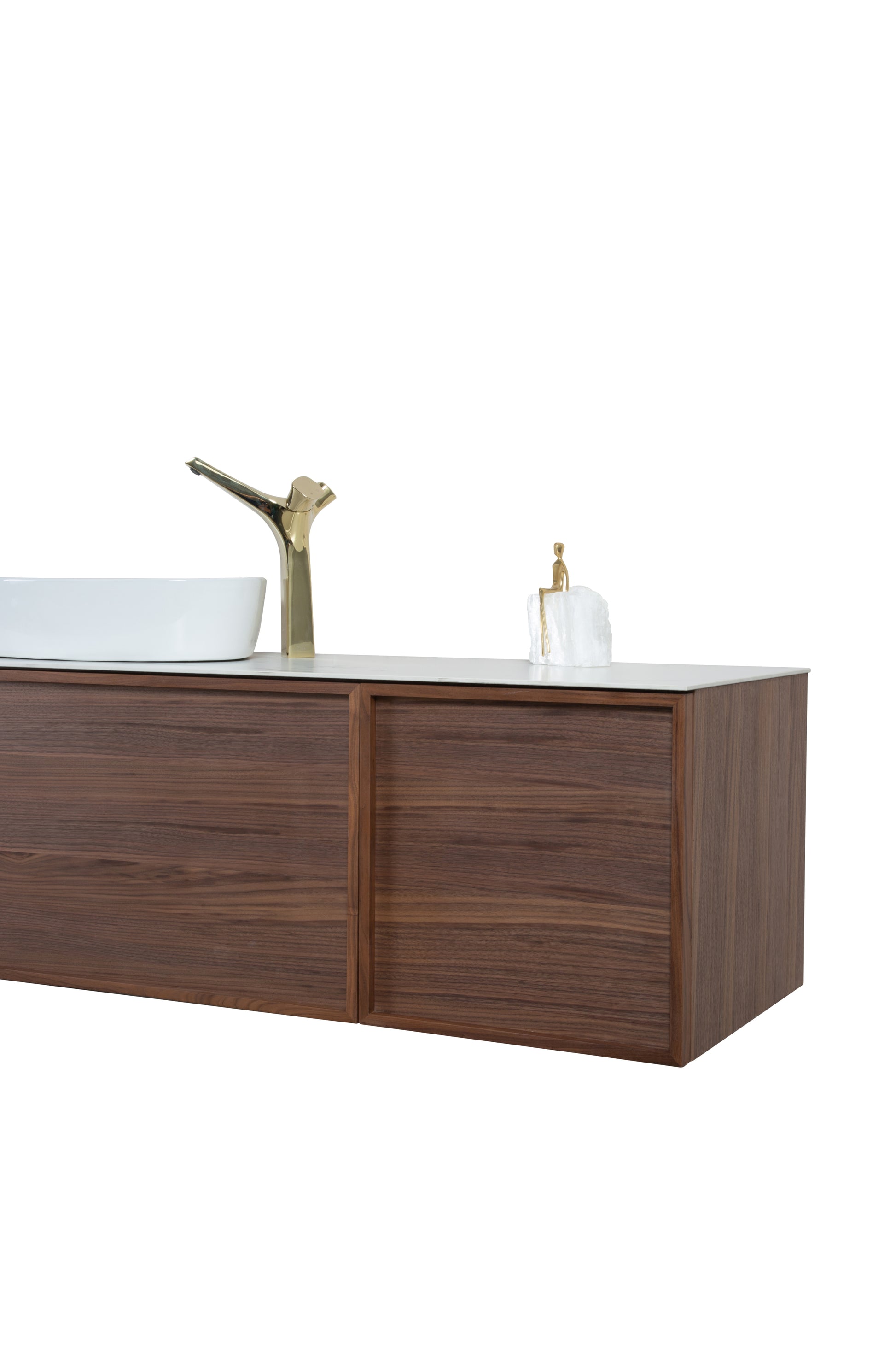 Forest 65" Solid Wood Walnut Wall Hung Vanity -