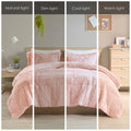 Shaggy Long Fur Comforter Mini Set Queen Blush Polyester