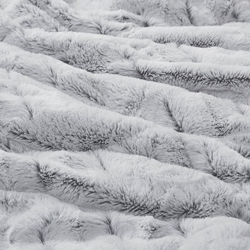 Back Print Long Fur Comforter Mini Set Queen Grey Polyester