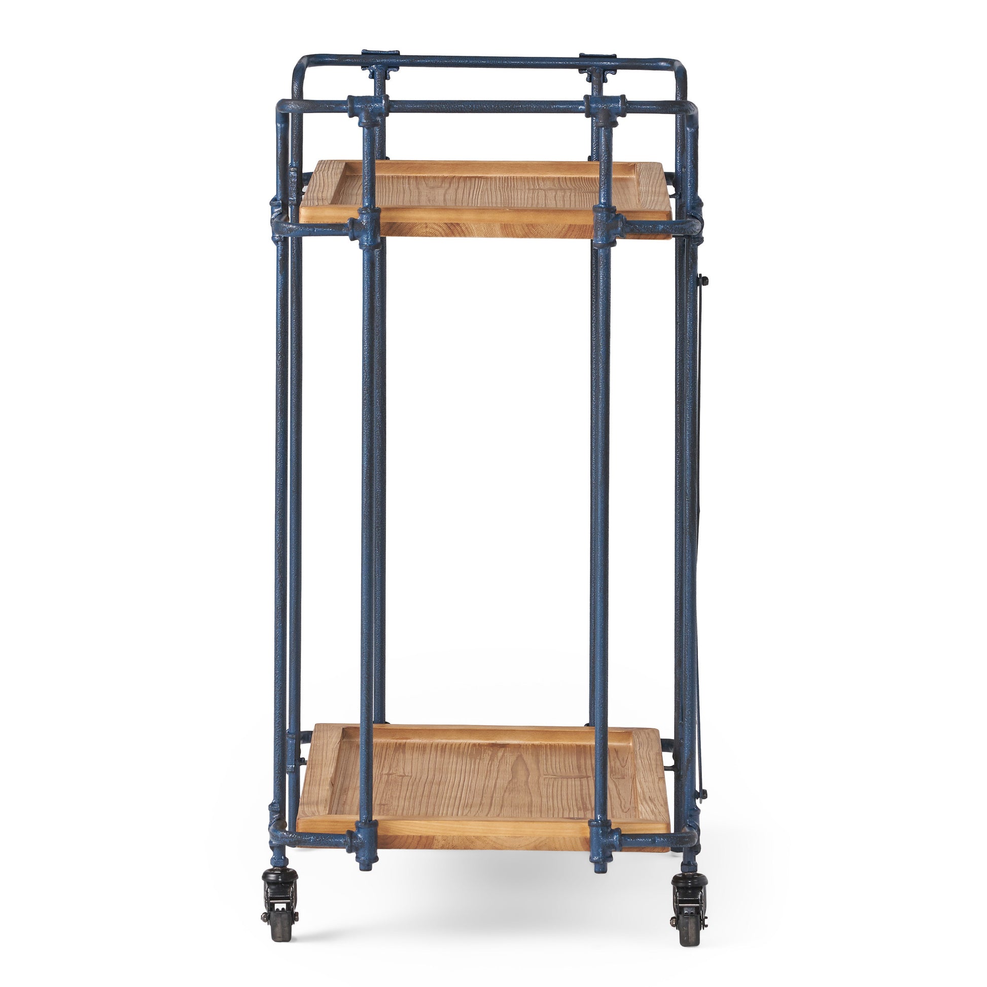 Eden Plummers Pipe Bar Cart Blue Brown Wood Metal