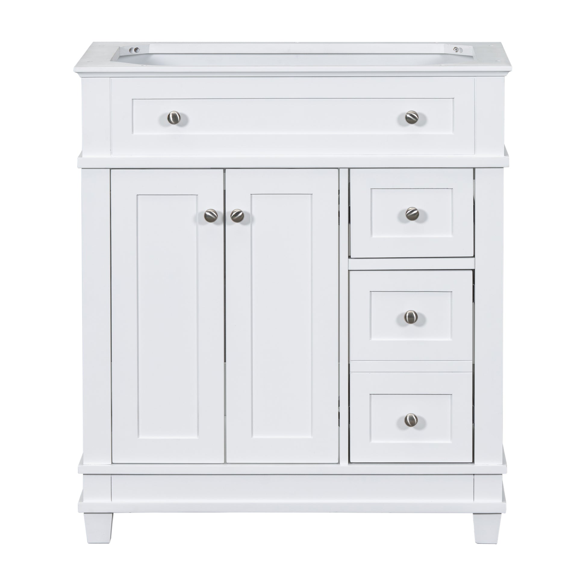 30" Bathroom Vanity Cabinet Without Sink, Free Standing Vanity With 2 Drawers& Soft Closing Doors, Solid Wood Frame Bathroom Cabinet, White Not Include Sink 2 White 2 1 Bathroom Freestanding Solid Wood Mdf Painted