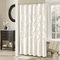 Tufted Semi Sheer Shower Curtain White Polyester