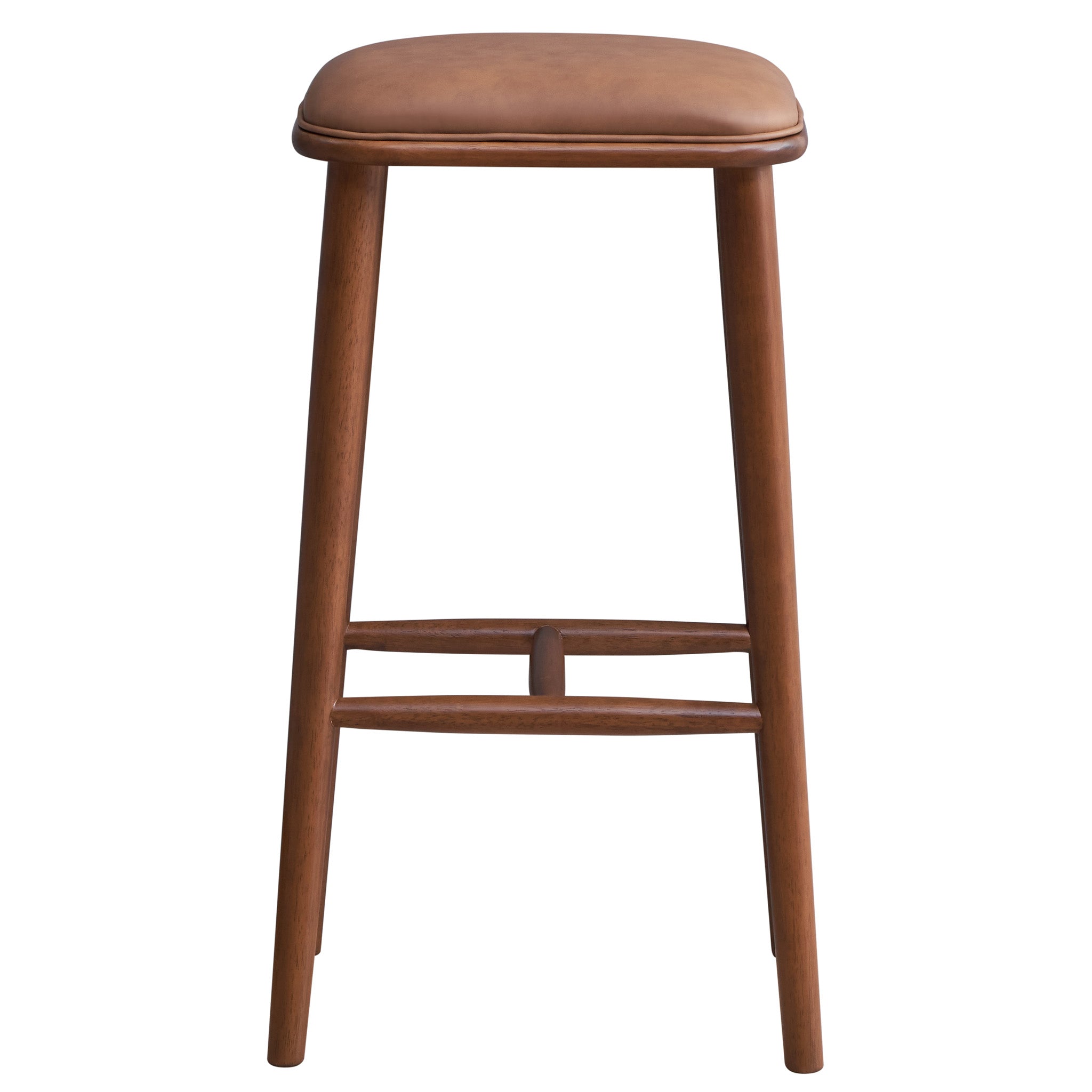 Jason Pu Leather Bar Stool Solid Brown,Light Tan,Wood Brown Dining Room Foam Rectangular Mid Century Modern Bar Stools Foam Pu Leather,Solid Wood