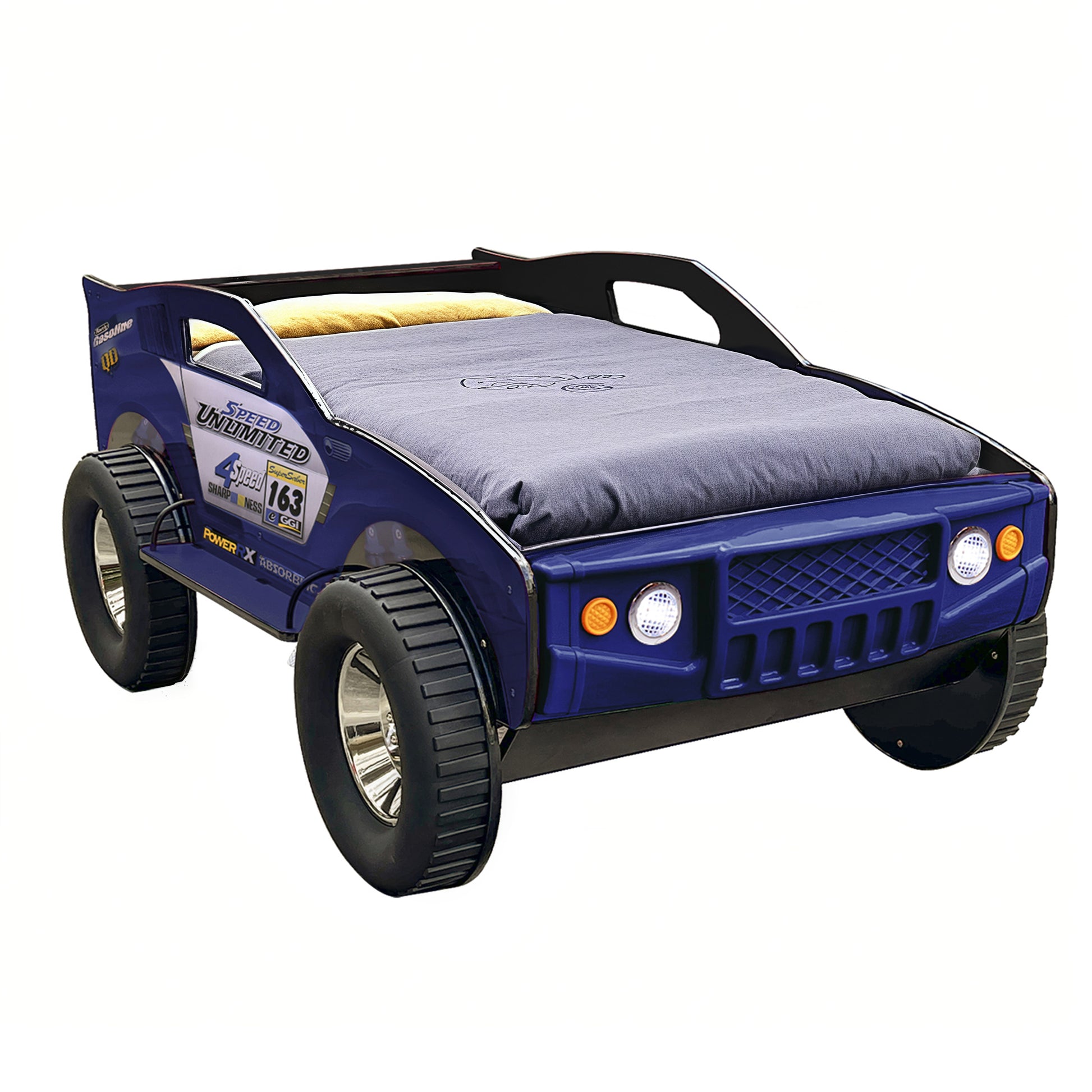 Unlimited Speed Jeep Bed Twin Blue,Blue Cars Mdf