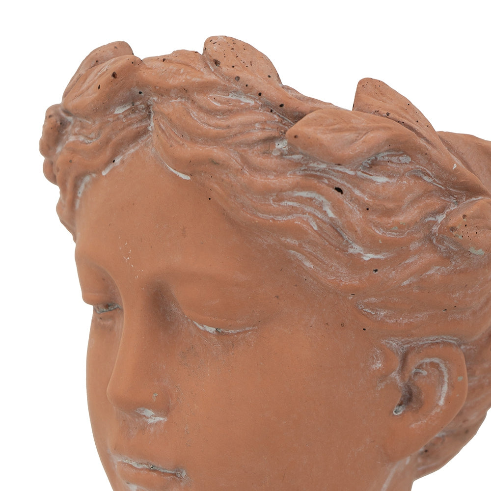 D6X9" Visage Head Bust Planter, Brown Brown Garden & Outdoor Cement