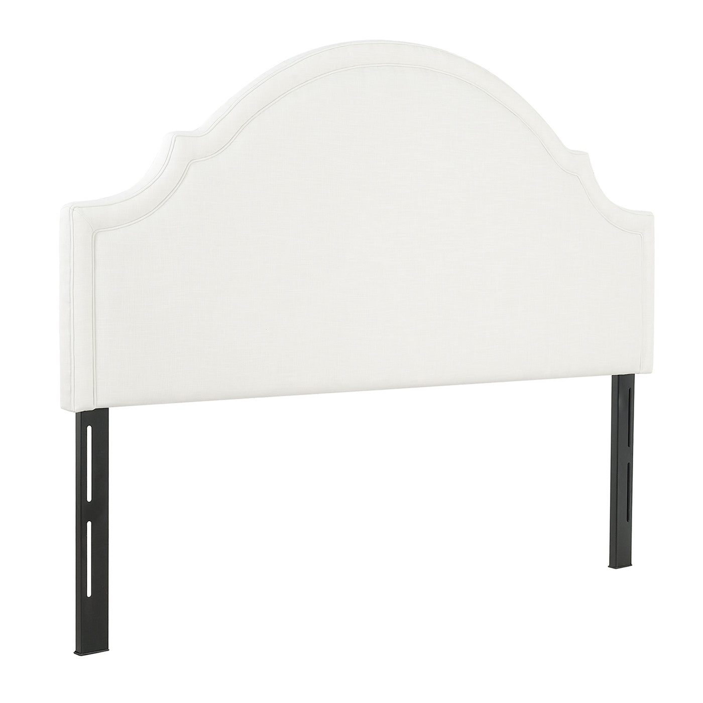 Catherine Upholstered King Headboard, Antique White Woven Antique White Foam Fabric