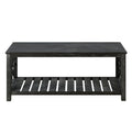 47 Inch Modern Coffee Table With Storage Shelf, Farmhouse Rectangle Living Room Center Table For Small Spaces,Easy Assembly Antique Black Antique Black Ergonomic Primary Living Space American Design Floor Mount Open Storage Coffee & End Tables