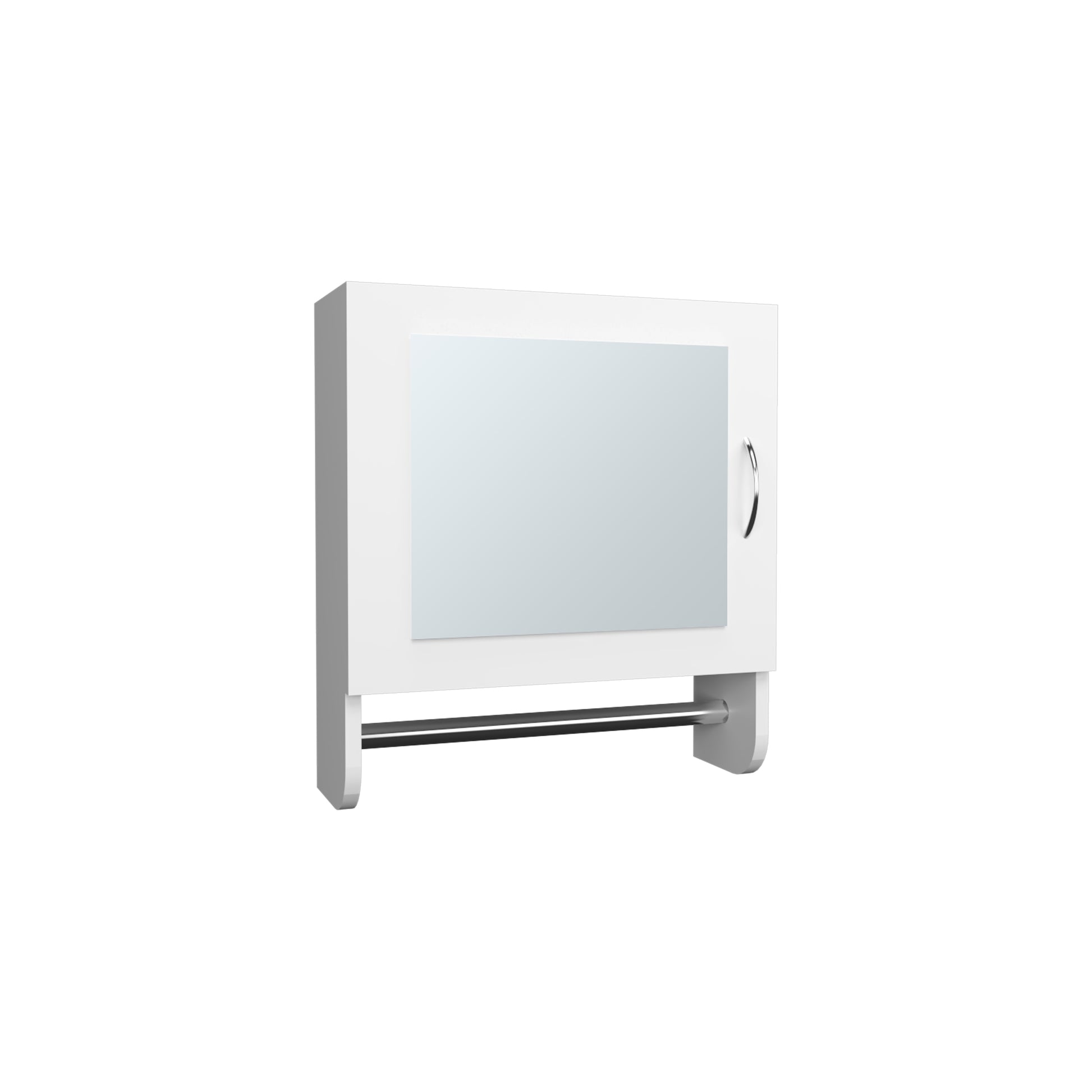 Botiq 19.7" H X 17.7" W Mirror Medicine Cabinet With Towel Rack White, One Door With Two Interior Shelves For Bathroom, Kitchen White White Particle Board