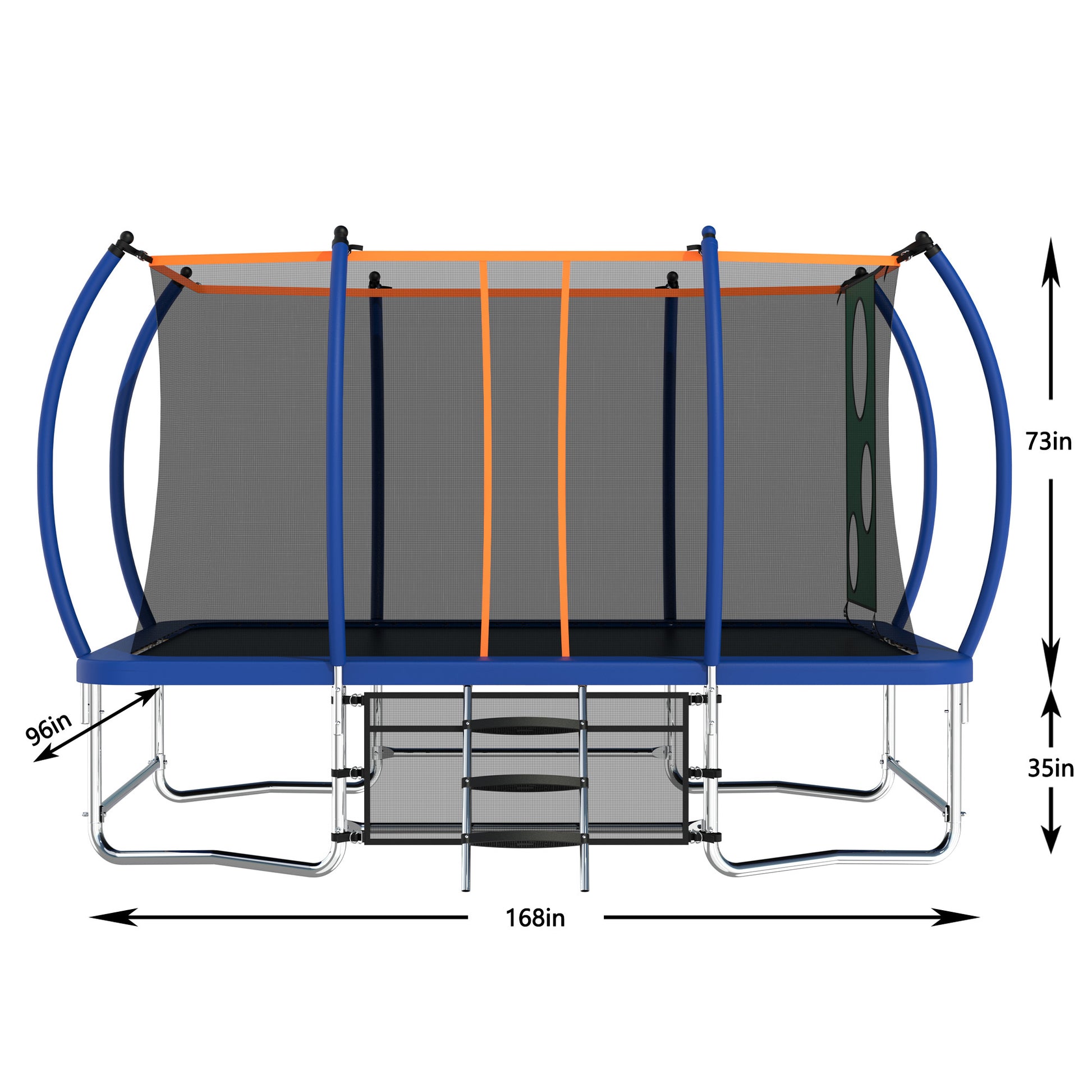 8X14Ft Outdoor Square Trampolines For Kids Adults Long Rectangular Tumbling Trampoline Blue Metal