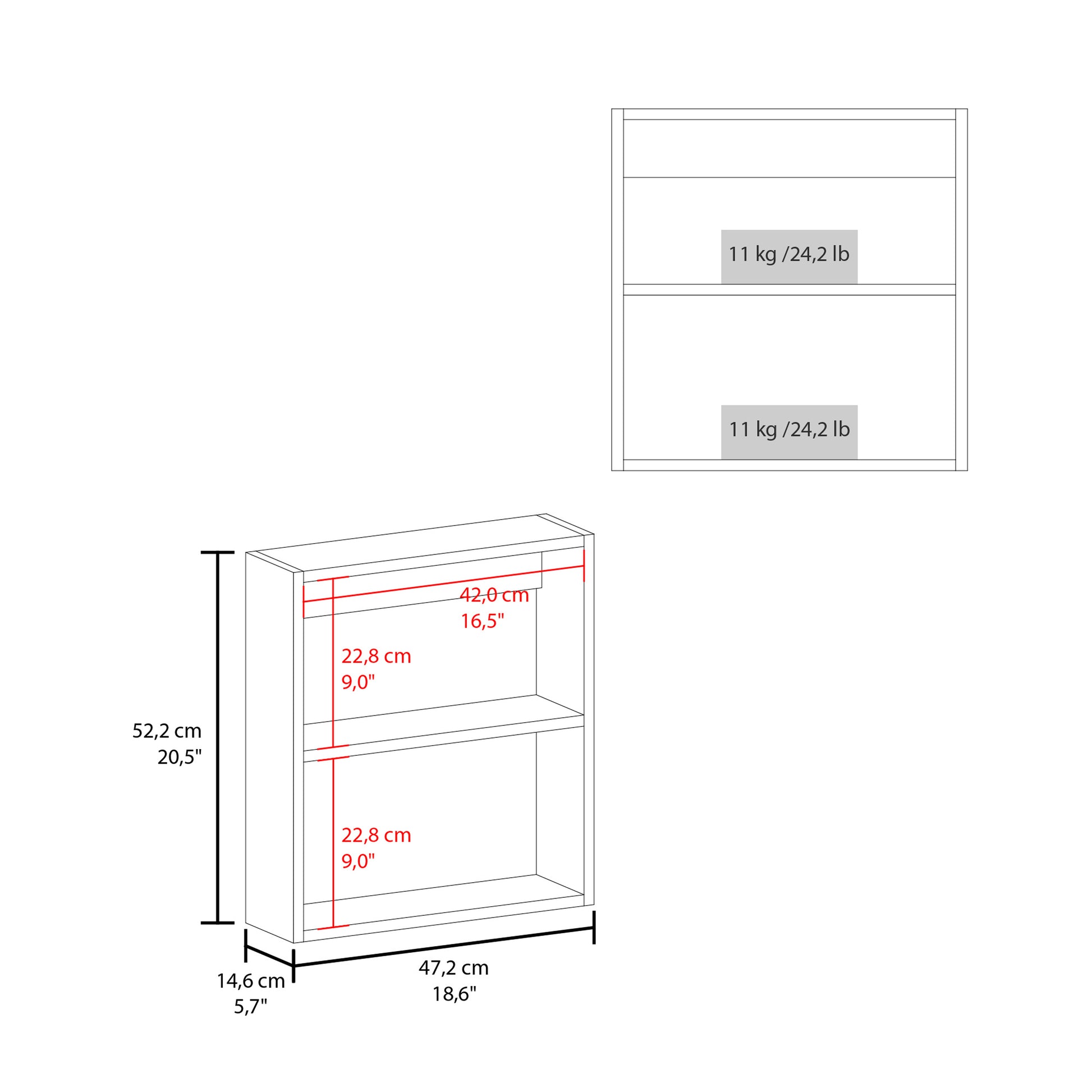 Luma Medicine Cabinet With Mirror Door 20.5" High Cabinet Organizer With Two Interior Shelves For Bathroom, Kitchen, Mudroom Black 1 2 Bathroom Wall Mounted Modern Particle Board