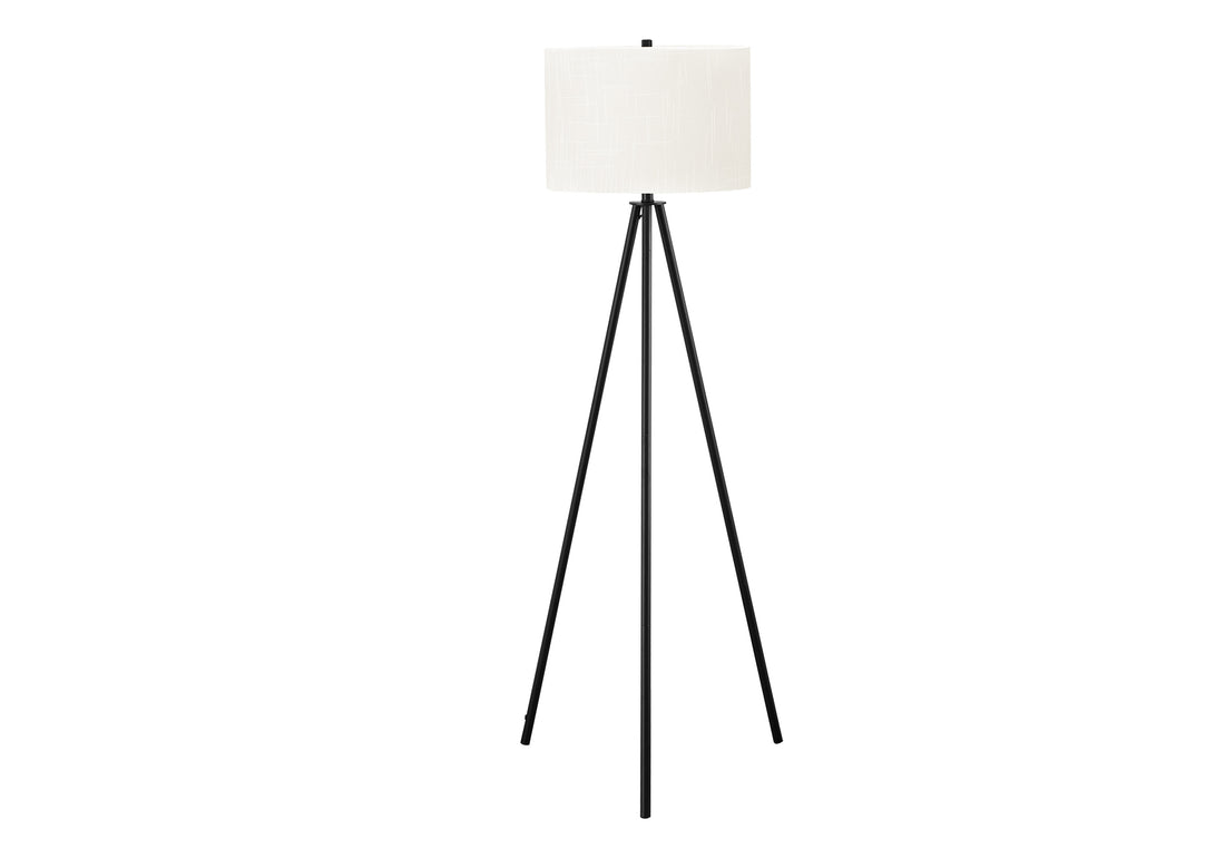 Lighting, 63"H, Floor Lamp, Black Metal, Ivory Cream Shade, Contemporary Black Metal