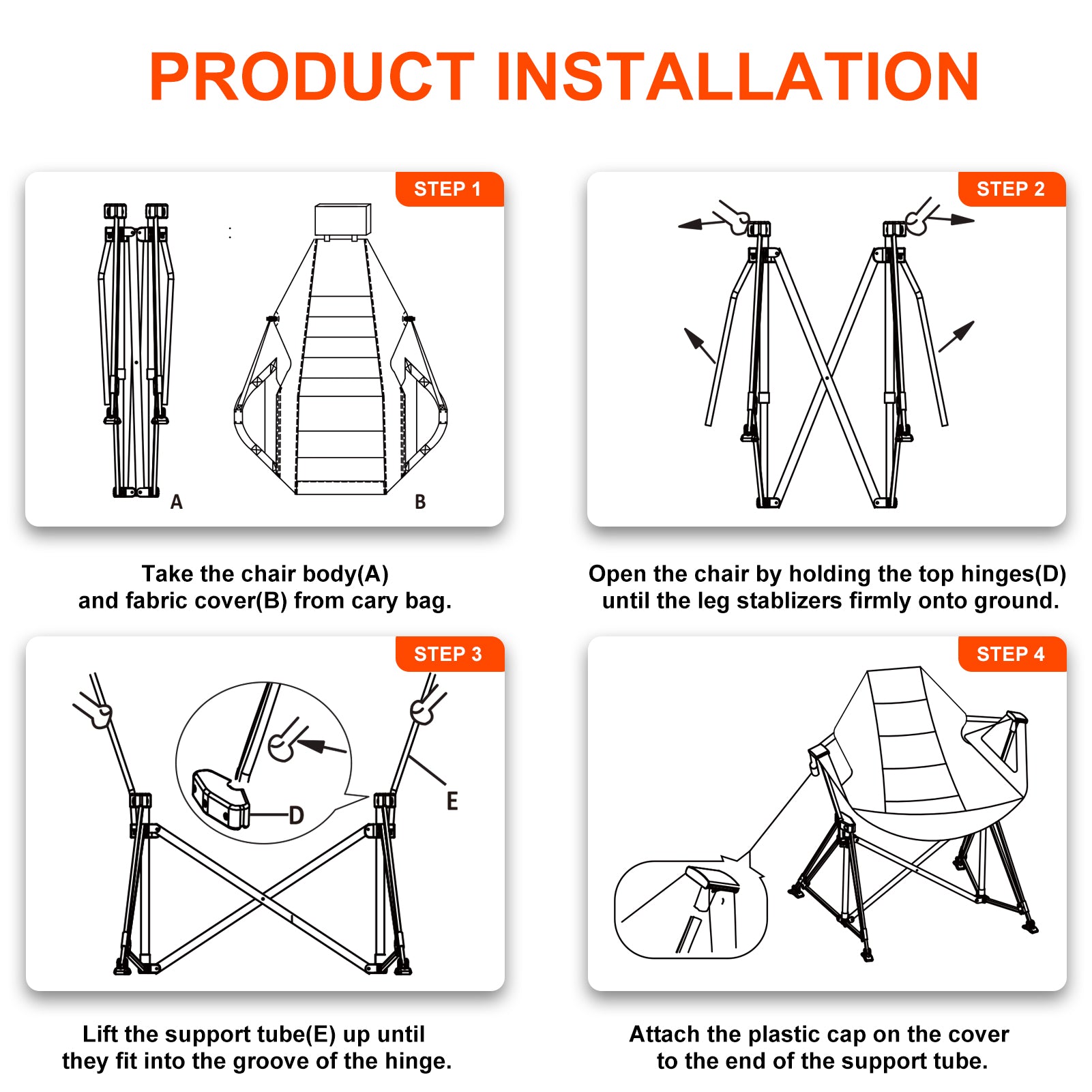 Hammock Camping Chair Folding 350 Lbs Foldable Portable Rocking Chairs For Adults Outside Swinging Camp With Stand Lawn Garden Hanging Outdoor Green Iron