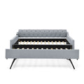 Full Size Upholstery Daybed With Twin Size Erectable Trundle And Usb Charging Design, Linen Grey Box Spring Not Required Full Grey Linen Linen