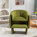 Coolmore Accent Chair With Ottoman, Mid Century Modern Barrel Chair Upholstered Club Tub Round Arms Chair For Living Room Bedroom Office Olive Green Velvet Olive Green Foam Velvet