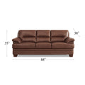 Luxor Leather Sofa Pecan Memory Foam Genuine Leather 3 Seat