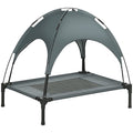 Pawhut Elevated Portable Dog Cot Pet Bed With Uv Protection Canopy Shade, 30 Inch, Gray Gray Metal