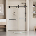 60 In. W X 76 In. H Frameless Soft Closing Shower Door, Single Sliding Shower Door, 5 16